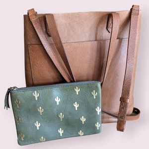 Madewell Medium Transport Tote and Leather Pouch Clutch